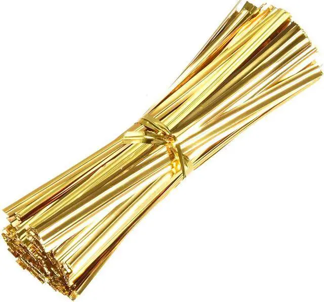 Alt view image 4 of 4 - Metallic Twist Ties 2.4 Inches Quality Plastic Closure Tie for Tying Gift Bags Art Craft Ties Manage Cords Golden 500pcs