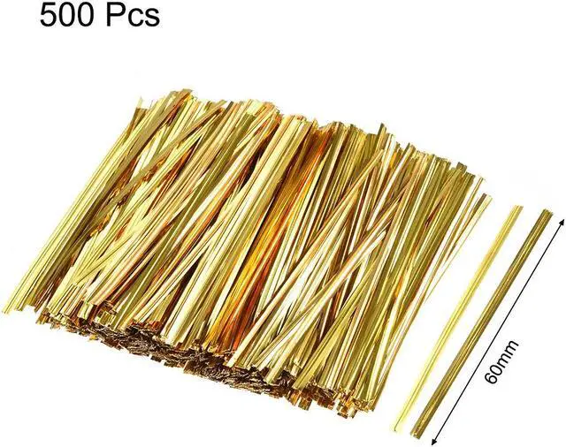Alt view image 2 of 4 - Metallic Twist Ties 2.4 Inches Quality Plastic Closure Tie for Tying Gift Bags Art Craft Ties Manage Cords Golden 500pcs