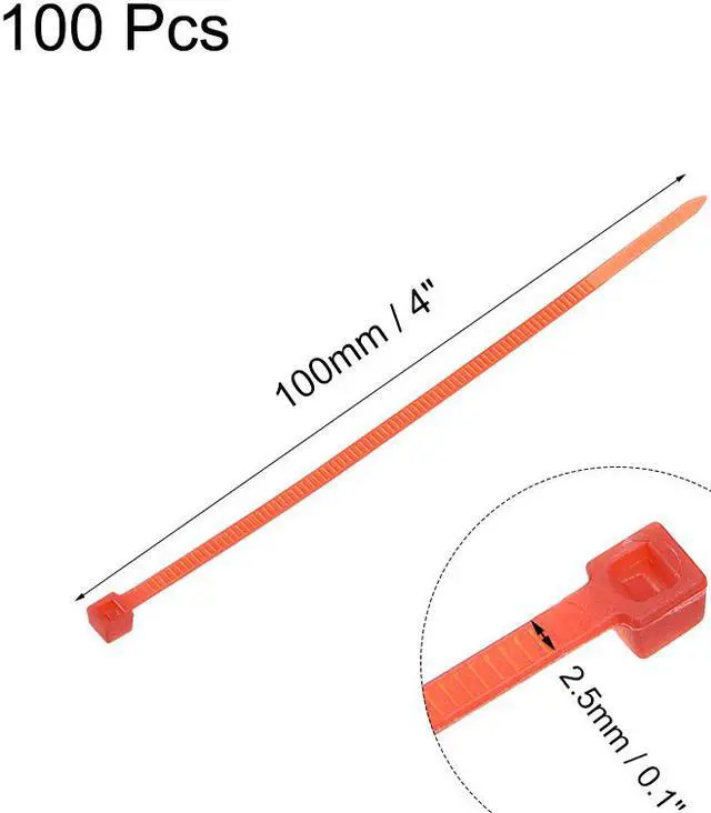 Alt view image 2 of 3 - Cable Zip Ties 100mmx2.5mm Self-Locking Nylon Tie Wraps Red 100pcs