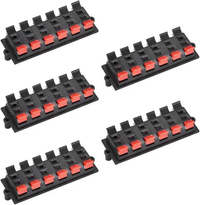Main image of 2 Row 12 Way Spring Speaker Terminal Clip Push Release Connector Audio Cable Terminals Strip Block WP12-03B 5Pcs