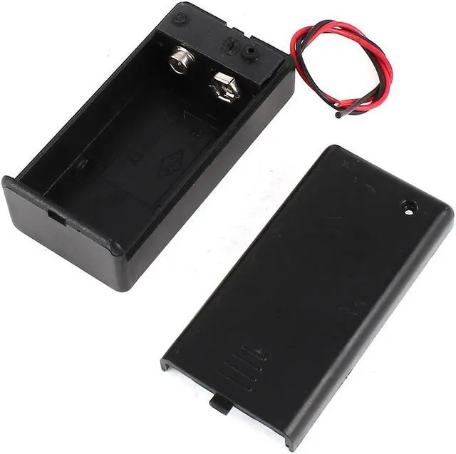 Main image of Black Plastic 9V Battery Holder Storage Case ON/OFF Switch w Cap
