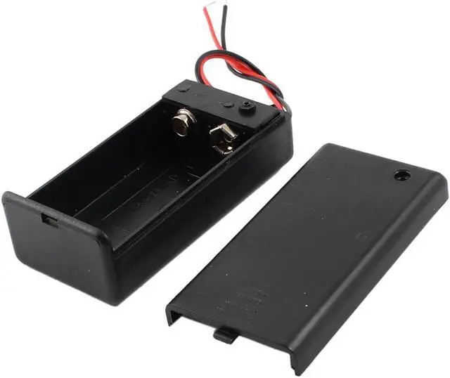 Alt view image 2 of 2 - ON/OFF Switch 2-Wire Battery Holder Box Case Black for 9V Batteries Plastic Storage Container Organizer Adapter