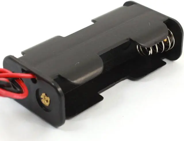 Alt view image 2 of 3 - Dual 1.5V AA Black 2 Sides Plastic Battery Case Box Wire Holder