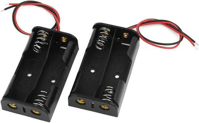 Main image of 2pcs Spring Clip Black Plastic 2x1.5V AA Battery Case Slot Holder