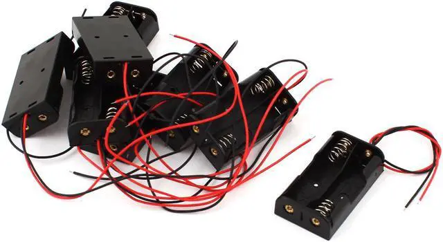 Main image of Unique Bargains 8PCS 8" Lead Spring Clip 2 x AA 1.5V Battery Holder Case Storage Box