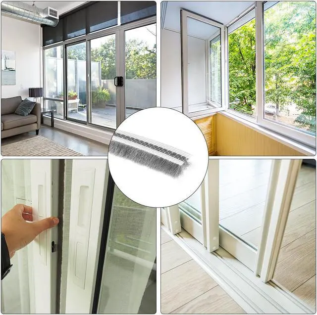 Alt view image 5 of 5 - Brush Weather Stripping, 15M/49.2Ft Card-Slot Seal Strip Pile Weatherstrip Sweep Elastic Brush for Door Window, 5x8mm/WxH