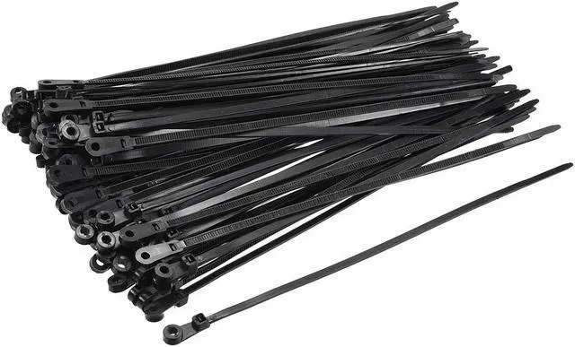 Main image of Mount Head Cable Zip Ties 10 Inch Screw Hole Nylon Wire Strap Black 50pcs