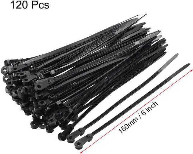 Alt view image 2 of 4 - Mount Head Cable Zip Ties 6 Inch Screw Hole Nylon Wire Strap Black 120pcs