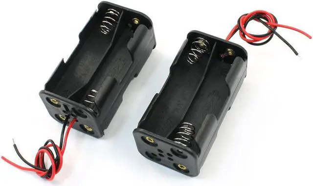 Main image of 2Pcs Spring Clip Black Dual Layers Battery Storage Holder 4 x 1.5V AA