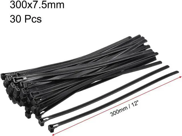 Alt view image 2 of 3 - Reusable Cable Zip Ties 12 Inch Releasable Nylon Wire Slipknot Strap Black 30pcs