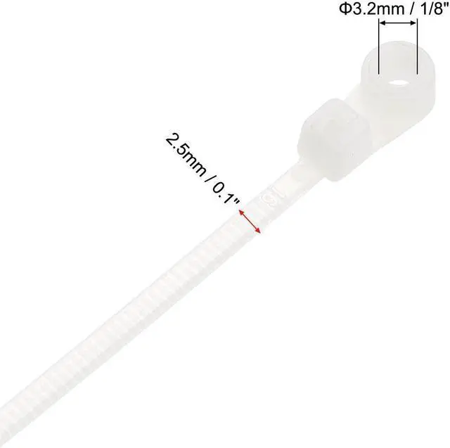 Alt view image 4 of 4 - Mount Head Cable Zip Ties 4 Inch Screw Hole Nylon Wire Strap White 40pcs