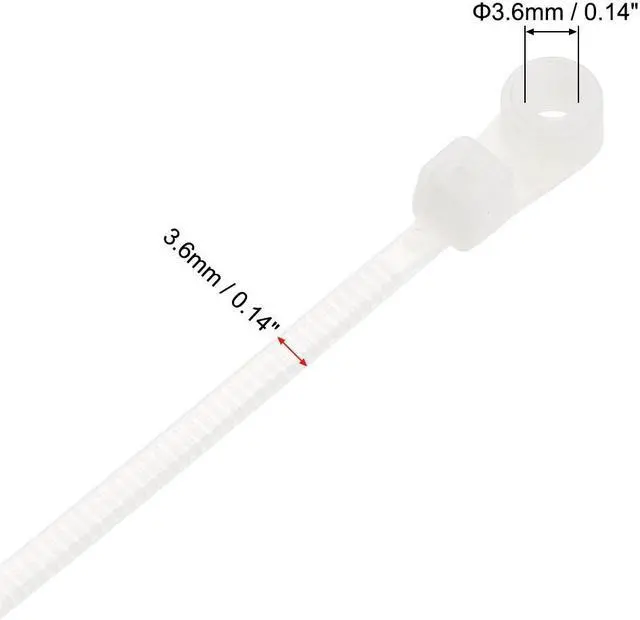 Alt view image 4 of 4 - Mount Head Cable Zip Ties 8 Inch Screw Hole Nylon Wire Strap White 50pcs