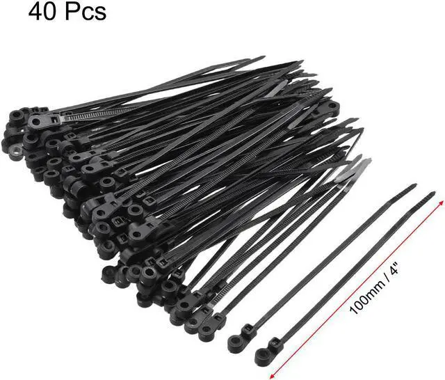 Alt view image 2 of 4 - Mount Head Cable Zip Ties 4 Inch Screw Hole Nylon Wire Strap Black 40pcs