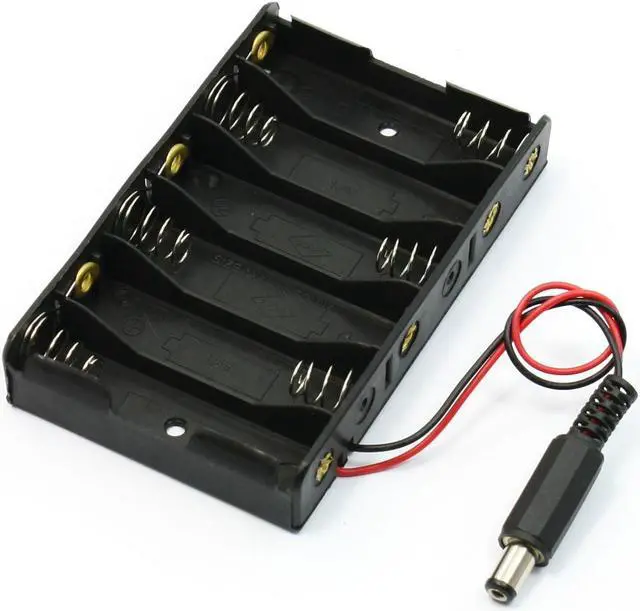 Main image of 2.1mmx5.5mm Male Plug Wired Battery Box for 6 x 1.5V AA Batteries