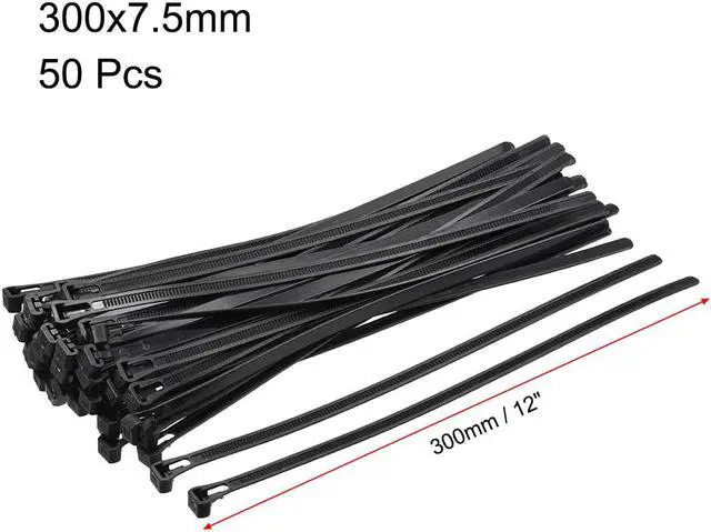 Alt view image 2 of 3 - Reusable Cable Zip Ties 12 Inch Releasable Nylon Wire Slipknot Strap Black 50pcs