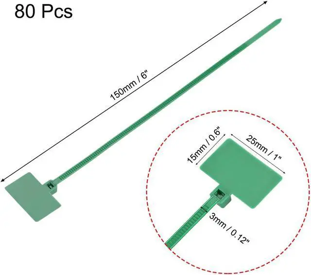 Alt view image 2 of 3 - Cable Zip Ties 6 Inch Label Tag Mark Self-Locking Nylon Wire Strap Multicolored 80pcs