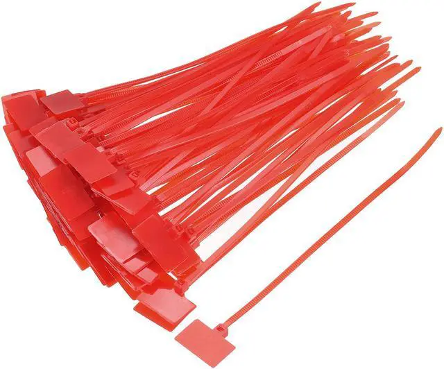 Main image of Cable Zip Ties 6 Inch Label Tag Mark Self-Locking Nylon Wire Strap Red 80pcs