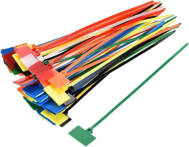 Main image of Cable Zip Ties 6 Inch Label Tag Mark Self-Locking Nylon Wire Strap Multicolored 50pcs