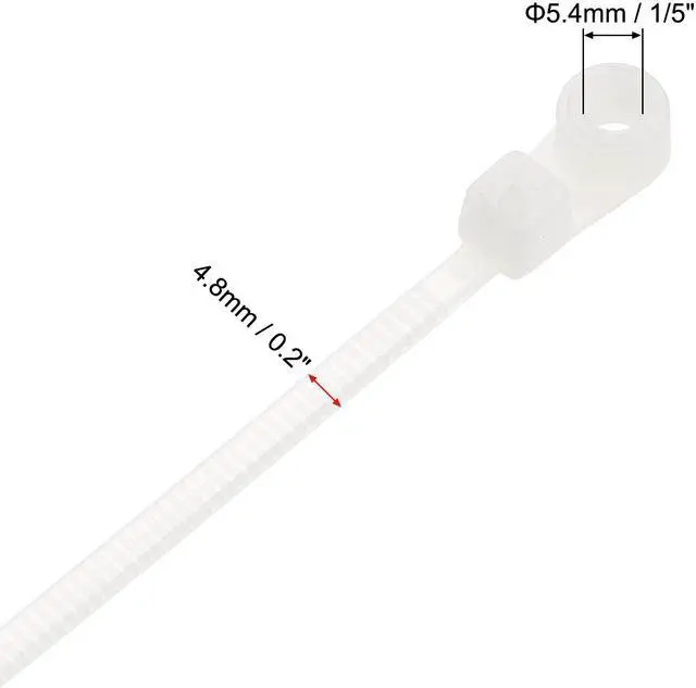 Alt view image 4 of 4 - Mount Head Cable Zip Ties 10 Inch Screw Hole Nylon Wire Strap White 50pcs