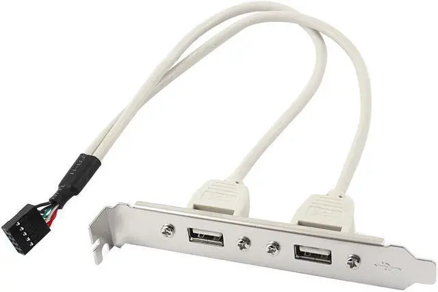 Main image of PCI Backplate 2 Ports USB 2.0 A Female to Motherboard 9 Pin Socket Adapter Cable