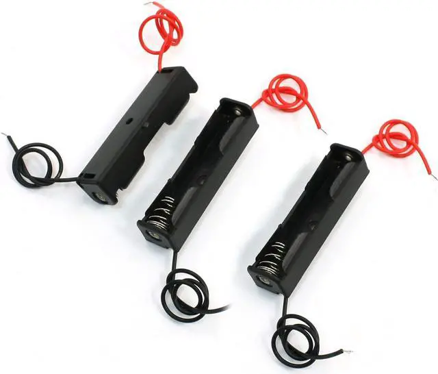 Main image of 3PCS Black 1 x 1.5V AAA Battery Holder Storage Case Box w Wire Leads