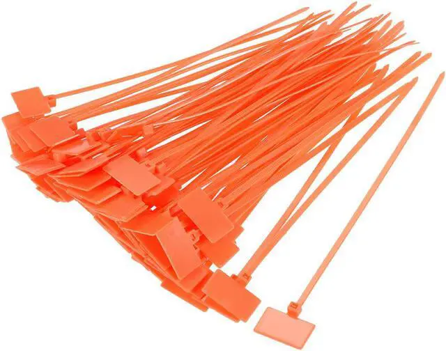 Main image of Cable Zip Ties 6 Inch Label Tag Mark Self-Locking Nylon Wire Strap Orange 80pcs