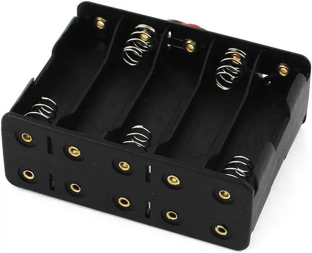 Alt view image 2 of 2 - 2 Wires Cables Two Layers 10 x 1.5V AA Batteries Battery Holder Case