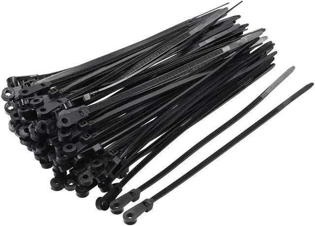 Main image of Mount Head Cable Zip Ties 6 Inch Screw Hole Nylon Wire Strap Black 50pcs