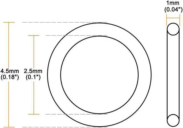 Alt view image 2 of 3 - Silicone O-Ring, 4.5mm OD, 2.5mm ID, 1mm Width, VMQ Seal Rings Gasket, Red, Pack of 30