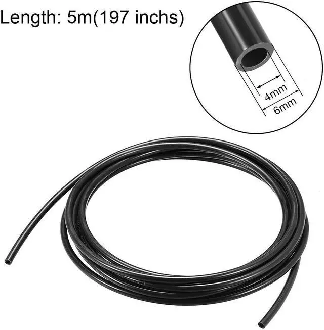 Alt view image 2 of 3 - Nylon Line Hose Tube, 4mm(0.15") ID x 6mm(0.23") OD 5m PA12 Nylon Tube for Air Line Brake Fluid Transfer Black
