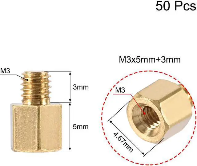 Alt view image 2 of 4 - M3x5mm+3mm Male-Female Brass Hex PCB Motherboard Spacer Standoff for FPV Drone Quadcopter, Computer & Circuit Board 50pcs