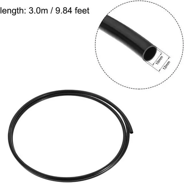 Alt view image 2 of 4 - Nylon Line Hose Tube, 10mm(0.39") ID x 12mm(0.47") OD 3 M PA6 Nylon Tube Pneumatic Air Brake Tubing for Fluid Transfer Black