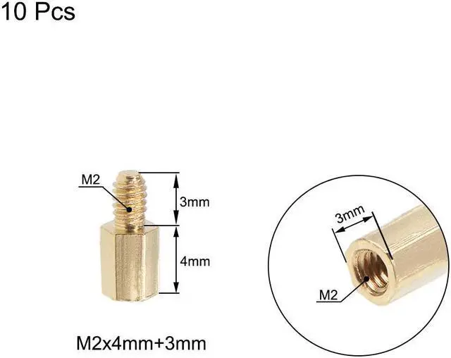 Alt view image 2 of 4 - M2x4mm+3mm Male-Female Brass Hex PCB Motherboard Spacer Standoff for FPV Drone Quadcopter, Computer & Circuit Board 10pcs