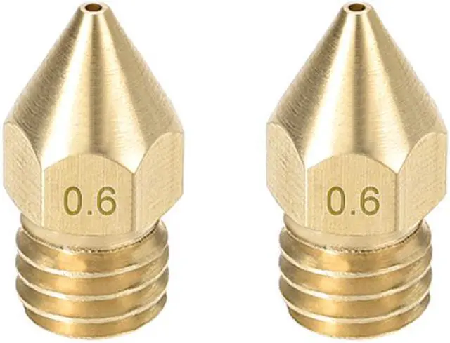 Main image of 2pcs 3D Printer Nozzle,Brass MK8 Nozzle 0.6mm,Extruder Print Head for 1.75mm Makerbot Creality CR-10 ANET A8 CR-10 M6 3D Printer