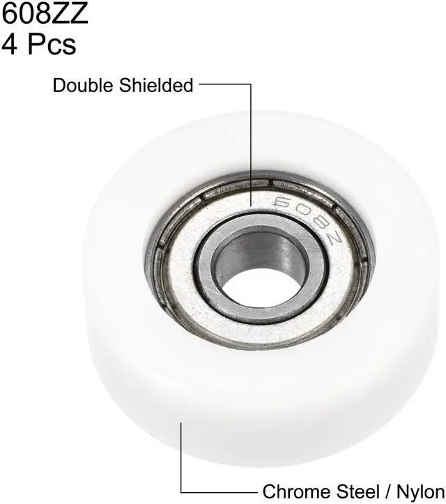 Alt view image 6 of 7 - 608ZZ Ball Bearing Guide Pulley Roller Round Wheel 8x32x12mm Double Metal Shielded (GCr15) Chrome Steel Bearings 4pcs