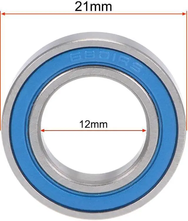 Alt view image 4 of 4 - 6801-2RS Deep Groove Ball Bearings 12mm x 21mm x 5mm Double Sealed Chrome Steel Blue Cover P6(ABEC3) 10pcs