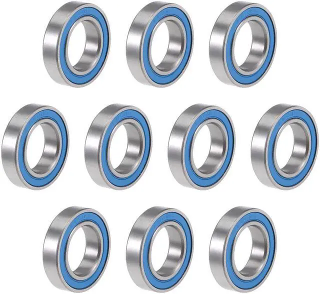 Main image of 6801-2RS Deep Groove Ball Bearings 12mm x 21mm x 5mm Double Sealed Chrome Steel Blue Cover P6(ABEC3) 10pcs