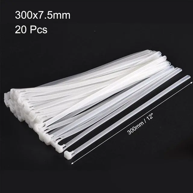 Alt view image 2 of 3 - Reusable Cable Zip Ties 12 Inch Releasable Nylon Wire Slipknot Strap White 20pcs