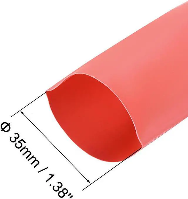 Alt view image 2 of 6 - Heat Shink Tubing, 1-3/8"(35mm) Dia 57mm Flat Width 2:1 Ratio Shrinkable Tube Cable Sleeve 1m - Red