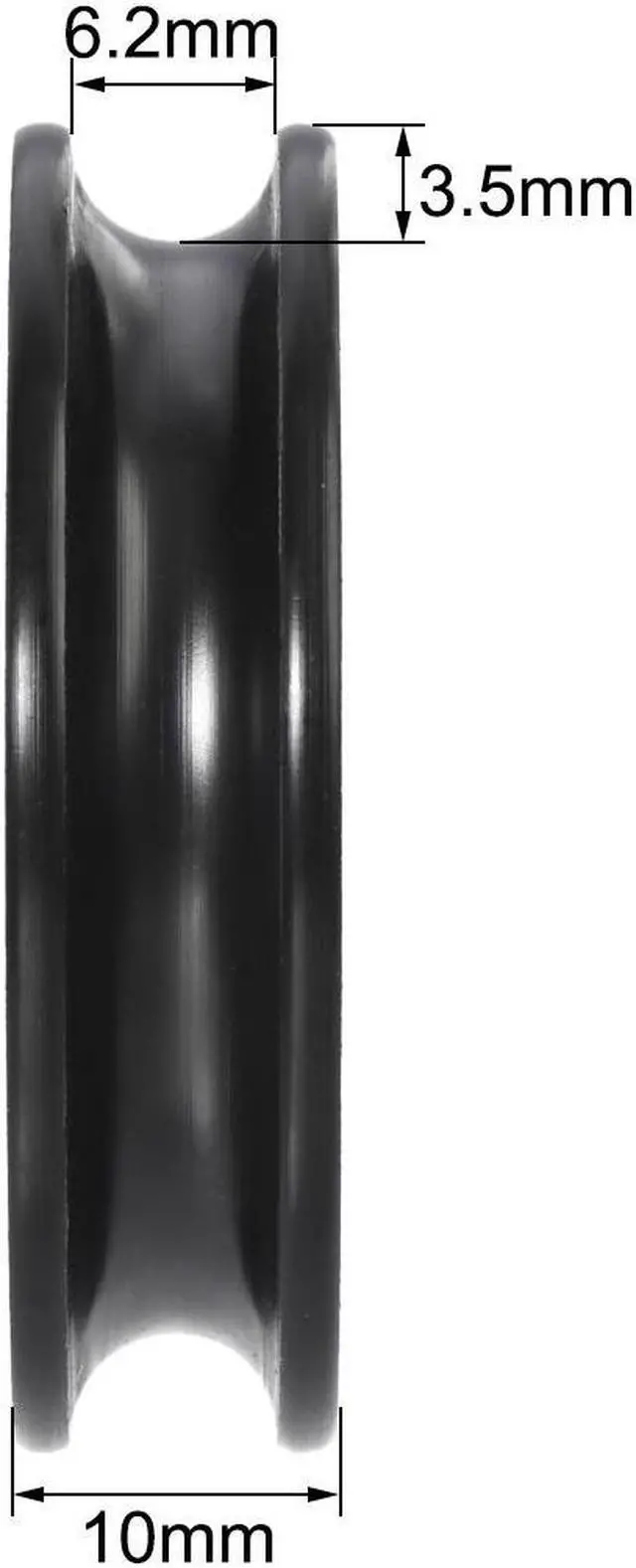 Alt view image 3 of 4 - U608ZZ U Groove Guide Pulley Rail Ball Bearings 8x40x10mm Double Metal Shielded (GCr15) Chrome Steel Bearings Roller Guide Wheel Black 2pcs