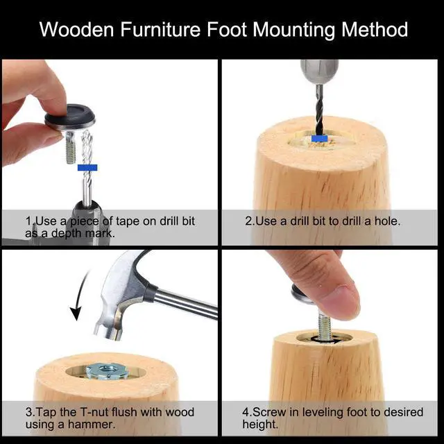 Alt view image 7 of 7 - M6 x 13 x 30mm Leveling Feet Adjustable Leveler Floor Protector for Desk 12pcs