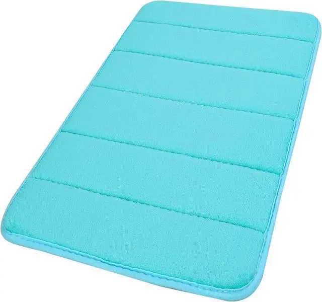 Main image of Bathroom Mats Non-slip Soft Absorbent Memory Foam Rugs Carpet Turquoise Blue 24 x 16 Inch