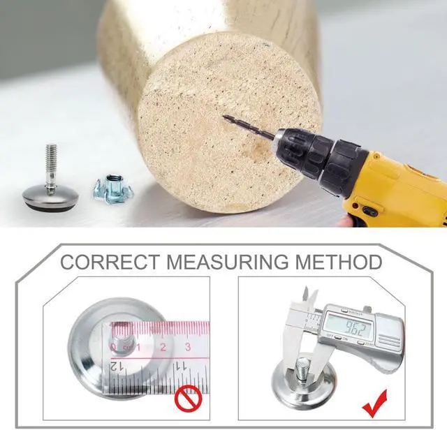 Alt view image 3 of 7 - M6 x 13 x 30mm Leveling Feet Adjustable Leveler Floor Protector for Desk 12pcs