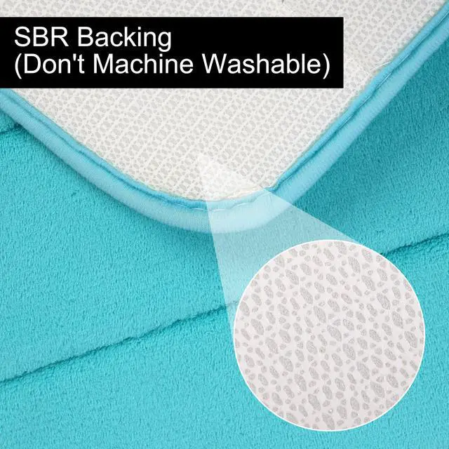 Alt view image 4 of 7 - Bathroom Mats Non-slip Soft Absorbent Memory Foam Rugs Carpet Turquoise Blue 24 x 16 Inch