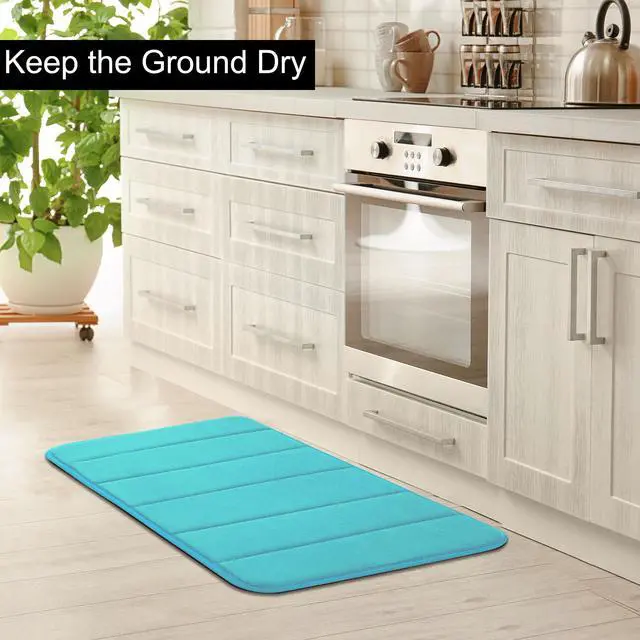 Alt view image 6 of 7 - Bathroom Mats Non-slip Soft Absorbent Memory Foam Rugs Carpet Turquoise Blue 24 x 16 Inch