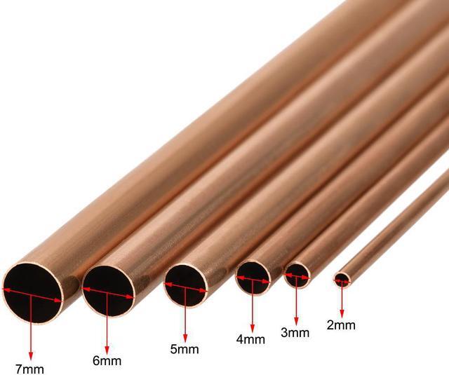 Alt view image 3 of 5 - Copper Tube, 2mm 3mm 4mm 5mm 6mm 7mm OD x 0.2mm Wall Thickness 300mm Length Seamless Round Pipe Tubing, Pack of 6
