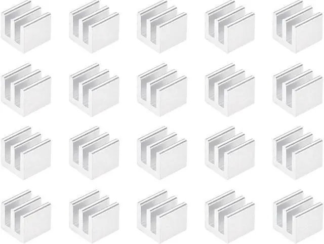Main image of Parallel Line Notch Heatsink for MOS GPU IC Chip Silver 8.5 x 8.5 x 8 mm 20pcs