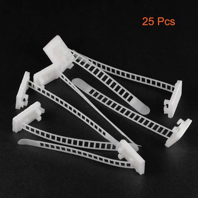 Alt view image 2 of 5 - Adjustable Self Adhesive Cable Clips Wire Organizer W Optional Screw Mount for Electric Wiring Fasten Cable Tie 91x8mm White 25pcs