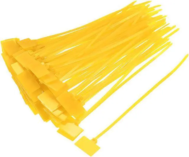 Main image of Cable Zip Ties 6 Inch Label Tag Mark Self-Locking Nylon Wire Strap Yellow 120pcs