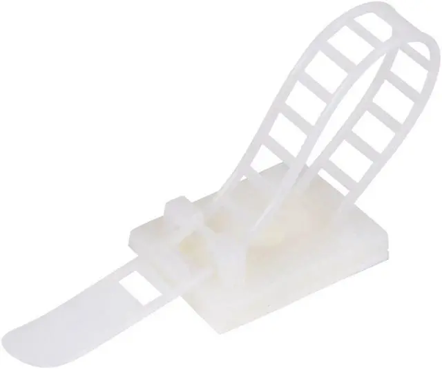 Main image of Adjustable Self Adhesive Cable Clips Wire Organizer W Optional Screw Mount for Electric Wiring Fasten Cable Tie 91x8mm White 25pcs